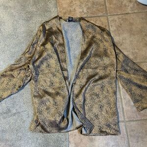 Sincerly Jules Gold and Black Animal Print Open Front Jacket